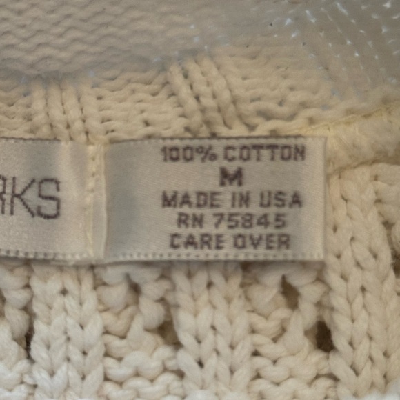 American Knitworks Cream Tunic Sweater Fisherman Long Knit White Pullover M - Picture 4 of 12